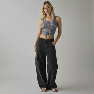 Levi's Premium Meteorite Cargo Pants Womens 25x28 Black Baggy Wide Leg Y2K Gorp